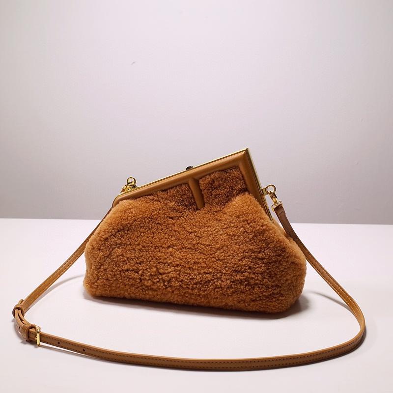 Fendi Clutches Shoulder Bag 8BP129 Wool Caramel
